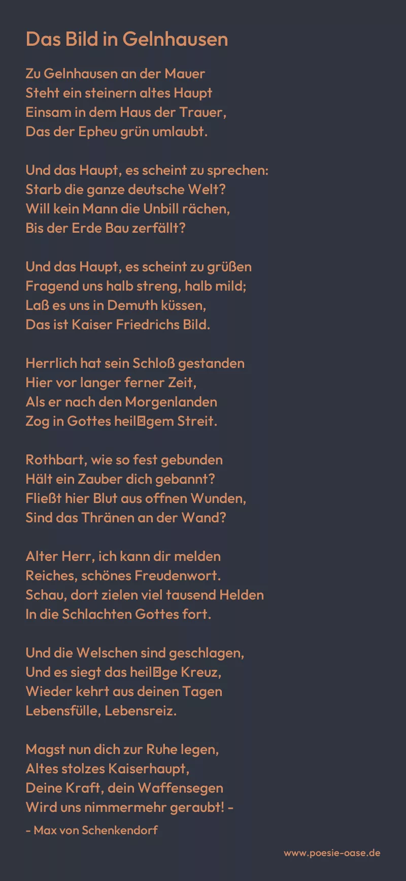 Gedicht: Das Bild in Gelnhausen von Max von Schenkendorf