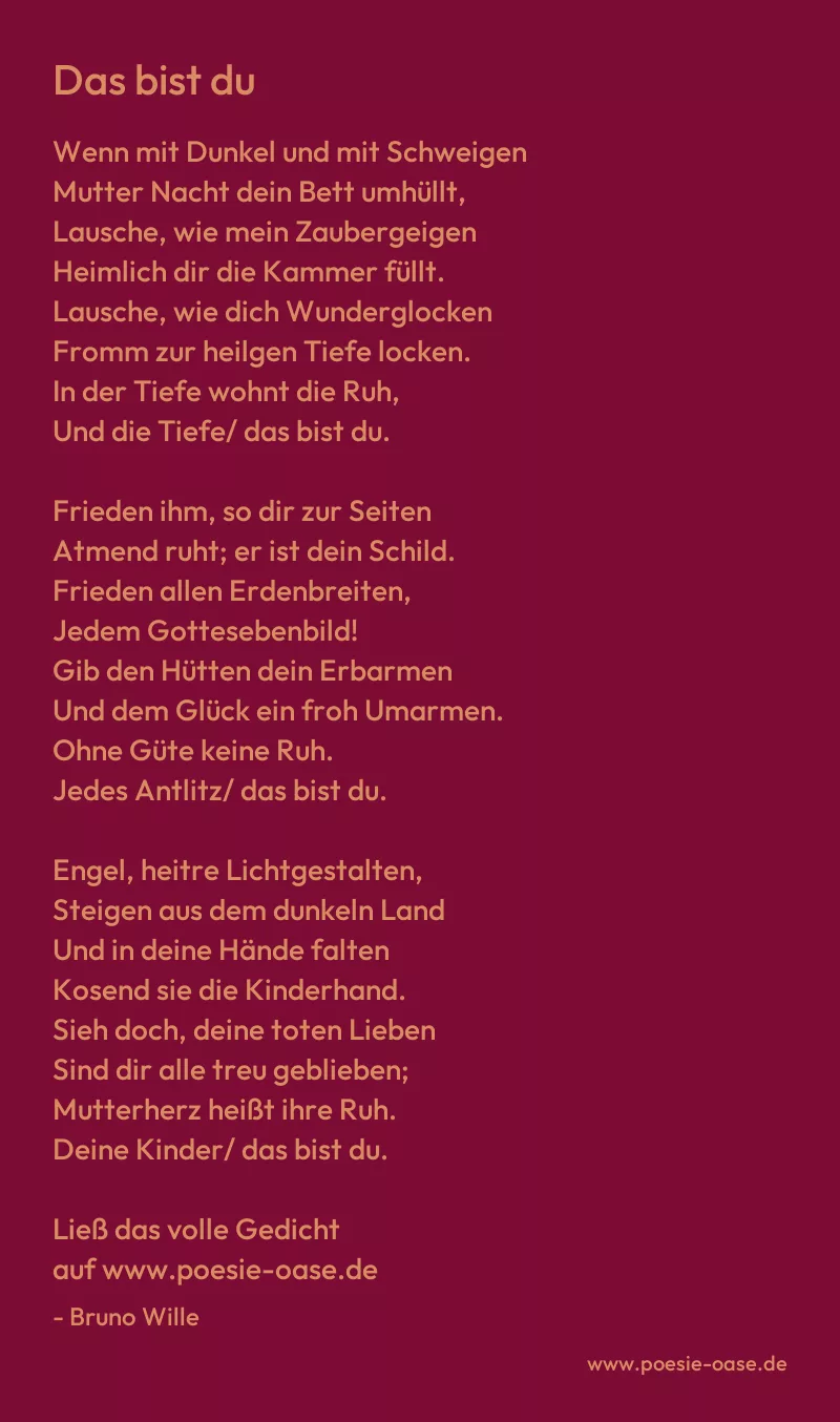 Gedicht: Das bist du von Bruno Wille