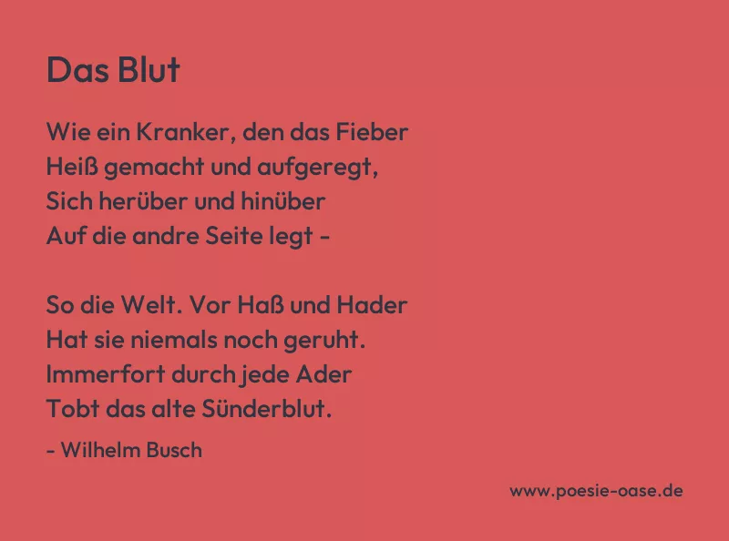 Gedicht: Das Blut von Wilhelm Busch