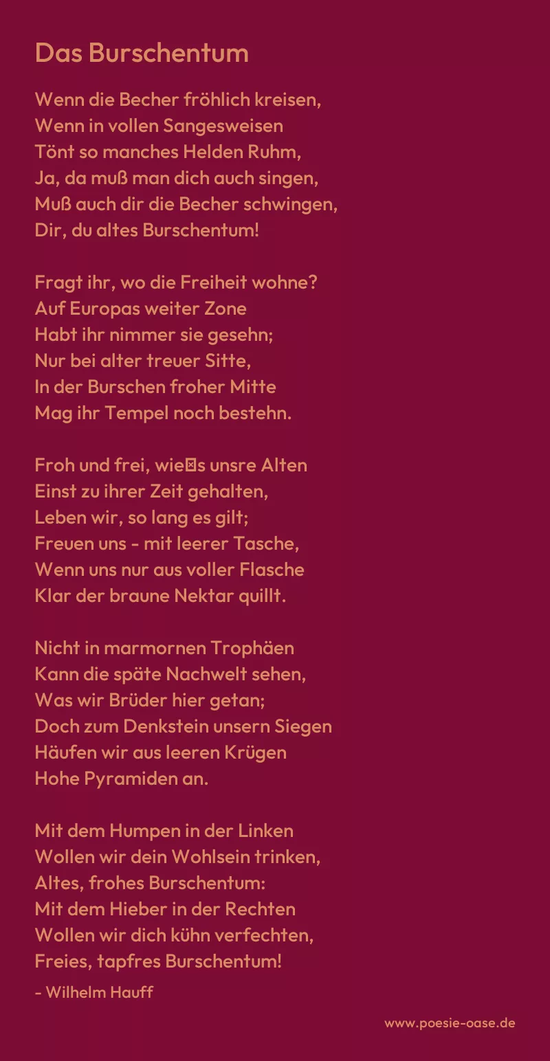Gedicht: Das Burschentum von Wilhelm Hauff