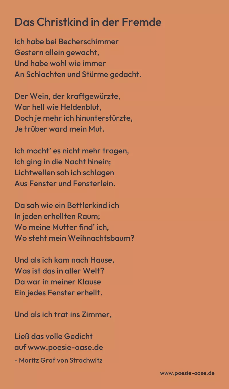 Gedicht: Das Christkind in der Fremde von Moritz Graf von Strachwitz