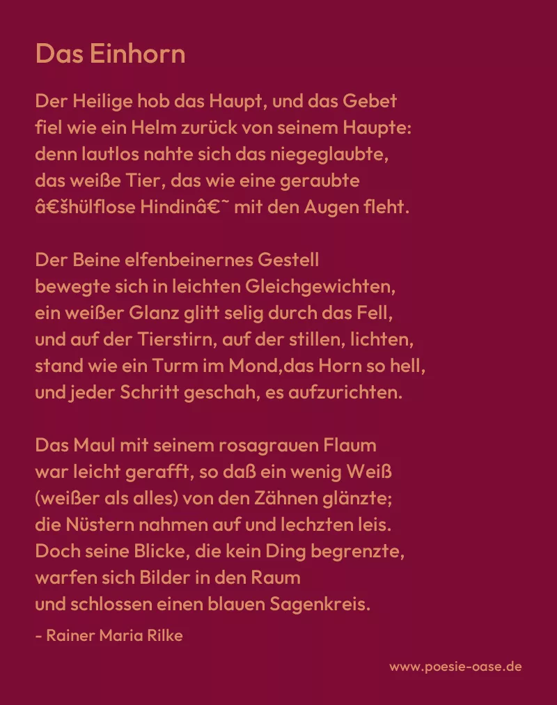 Gedicht: Das Einhorn von Rainer Maria Rilke