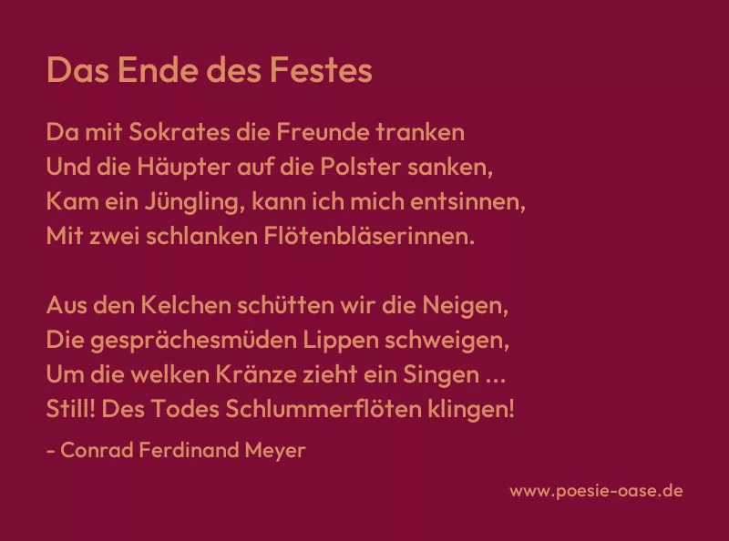 Gedicht: Das Ende des Festes von Conrad Ferdinand Meyer