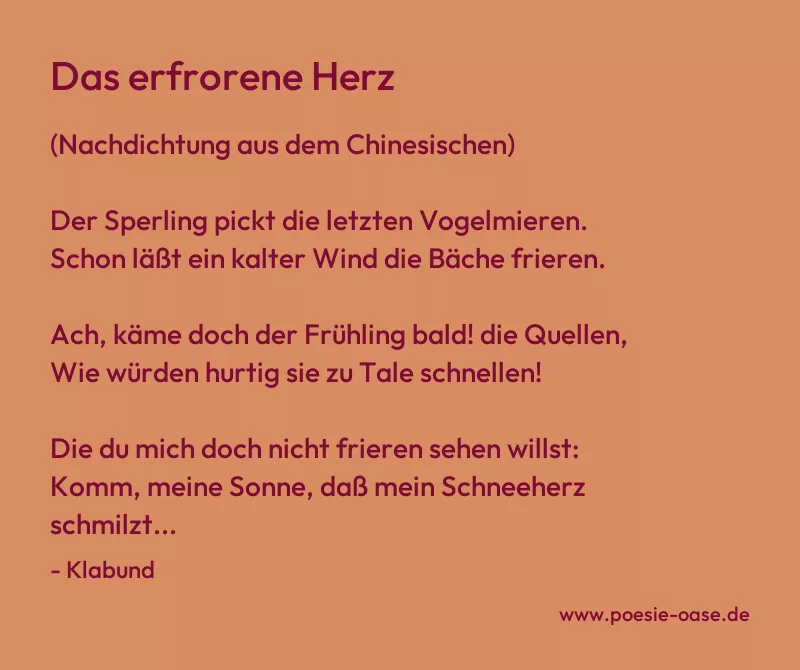 Gedicht: Das erfrorene Herz von Klabund