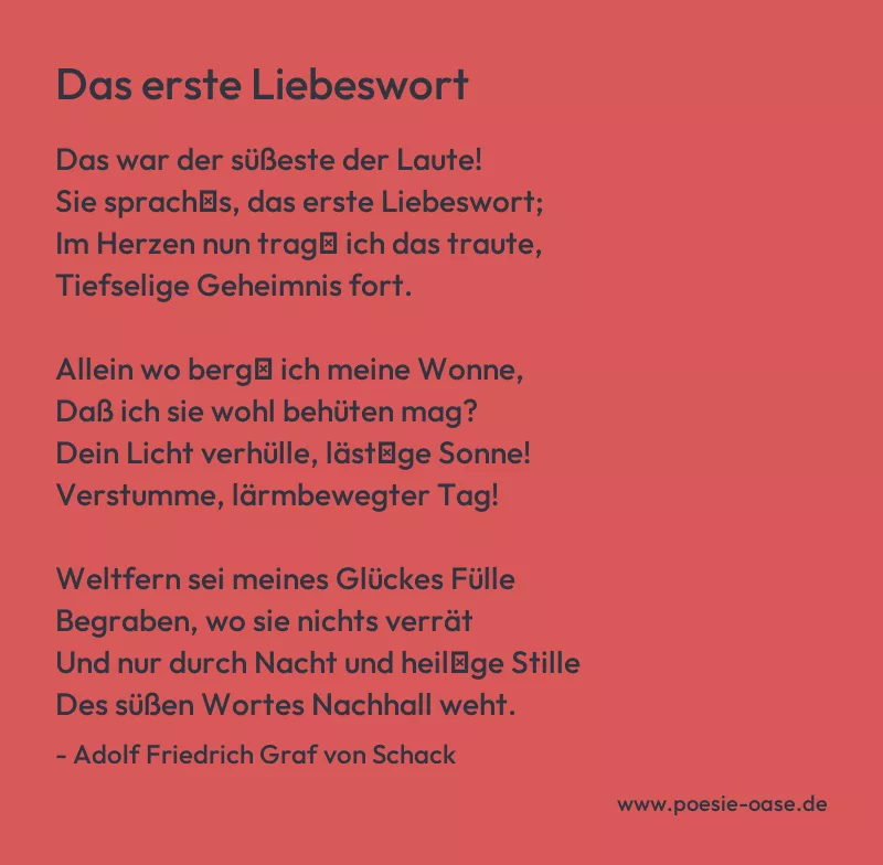 Gedicht: Das erste Liebeswort von Adolf Friedrich Graf von Schack