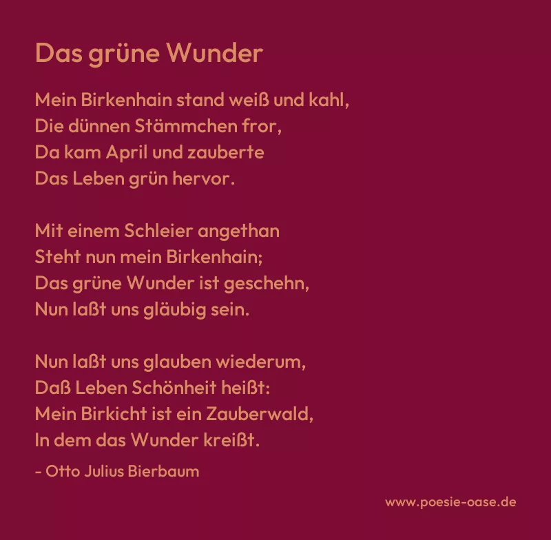 Gedicht: Das grüne Wunder von Otto Julius Bierbaum