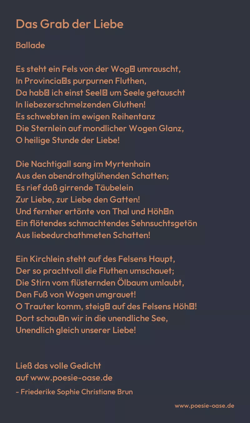 Gedicht: Das Grab der Liebe von Friederike Sophie Christiane Brun
