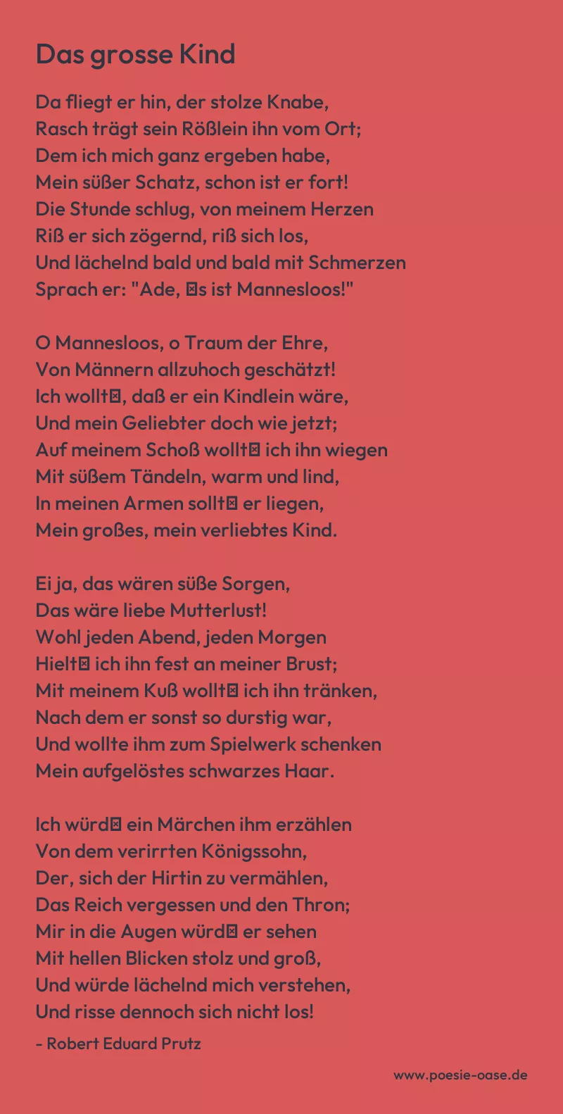 Gedicht: Das grosse Kind von Robert Eduard Prutz