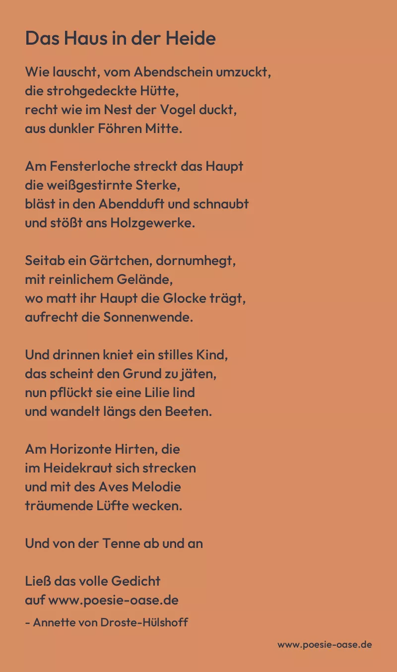 Gedicht: Das Haus in der Heide von Annette von Droste-Hülshoff