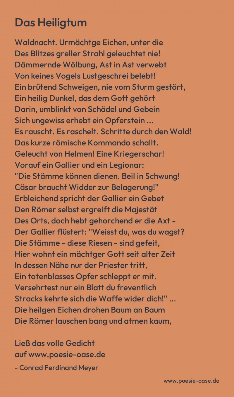 Gedicht: Das Heiligtum von Conrad Ferdinand Meyer