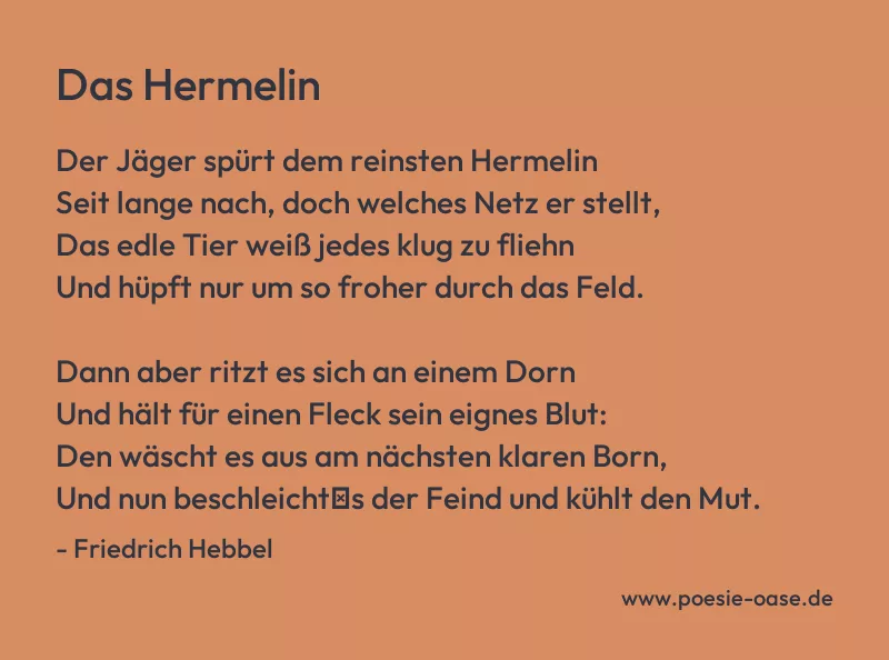 Gedicht: Das Hermelin von Friedrich Hebbel