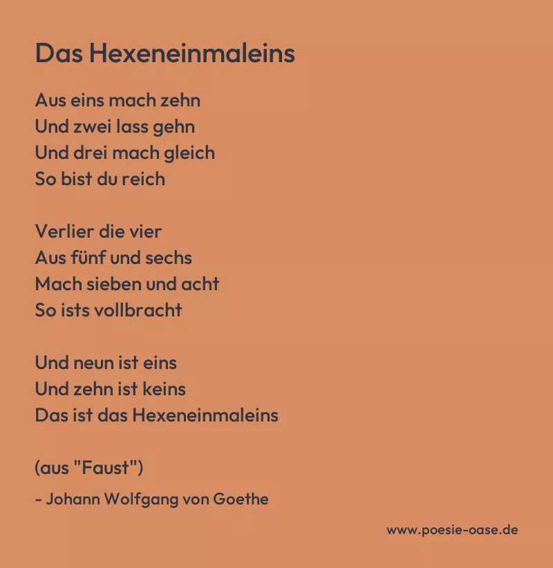 Gedicht: Das Hexeneinmaleins von Johann Wolfgang von Goethe