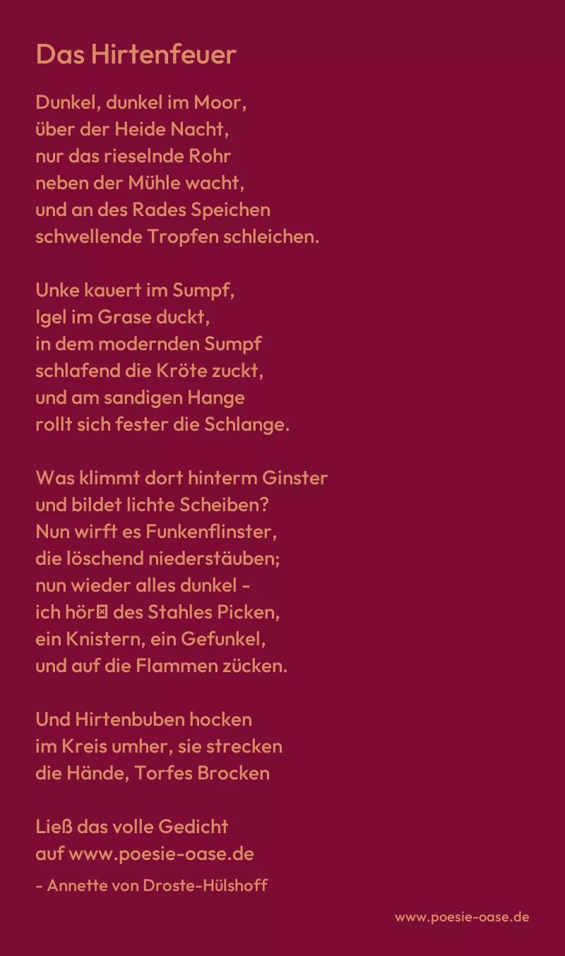 Gedicht: Das Hirtenfeuer von Annette von Droste-Hülshoff