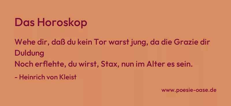Gedicht: Das Horoskop von Heinrich von Kleist