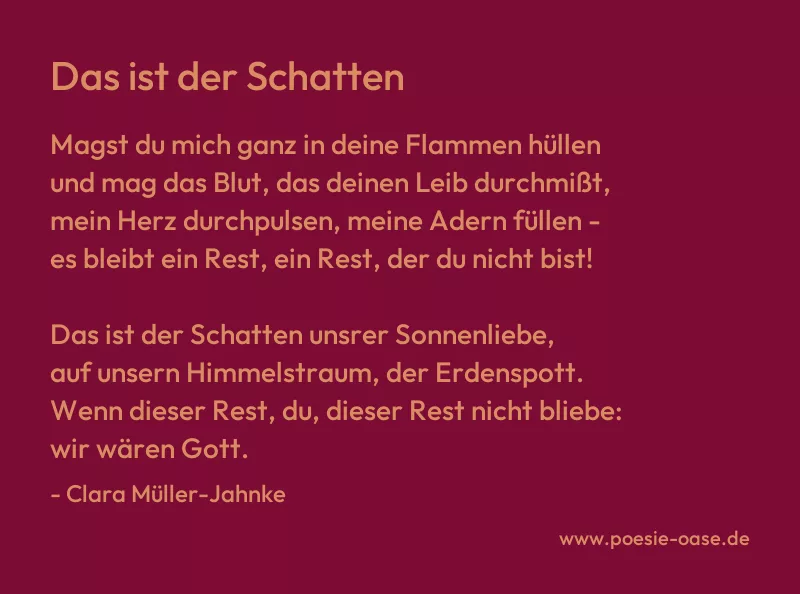 Gedicht: Das ist der Schatten von Clara Müller-Jahnke