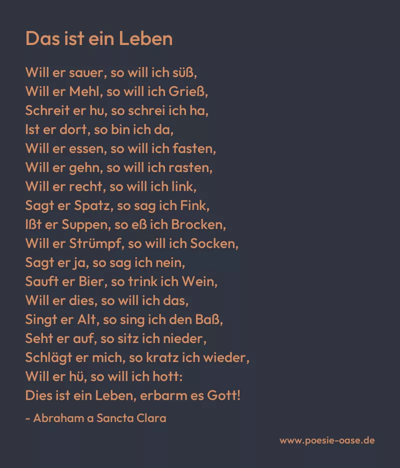 Gedicht: Das ist ein Leben von Abraham a Sancta Clara