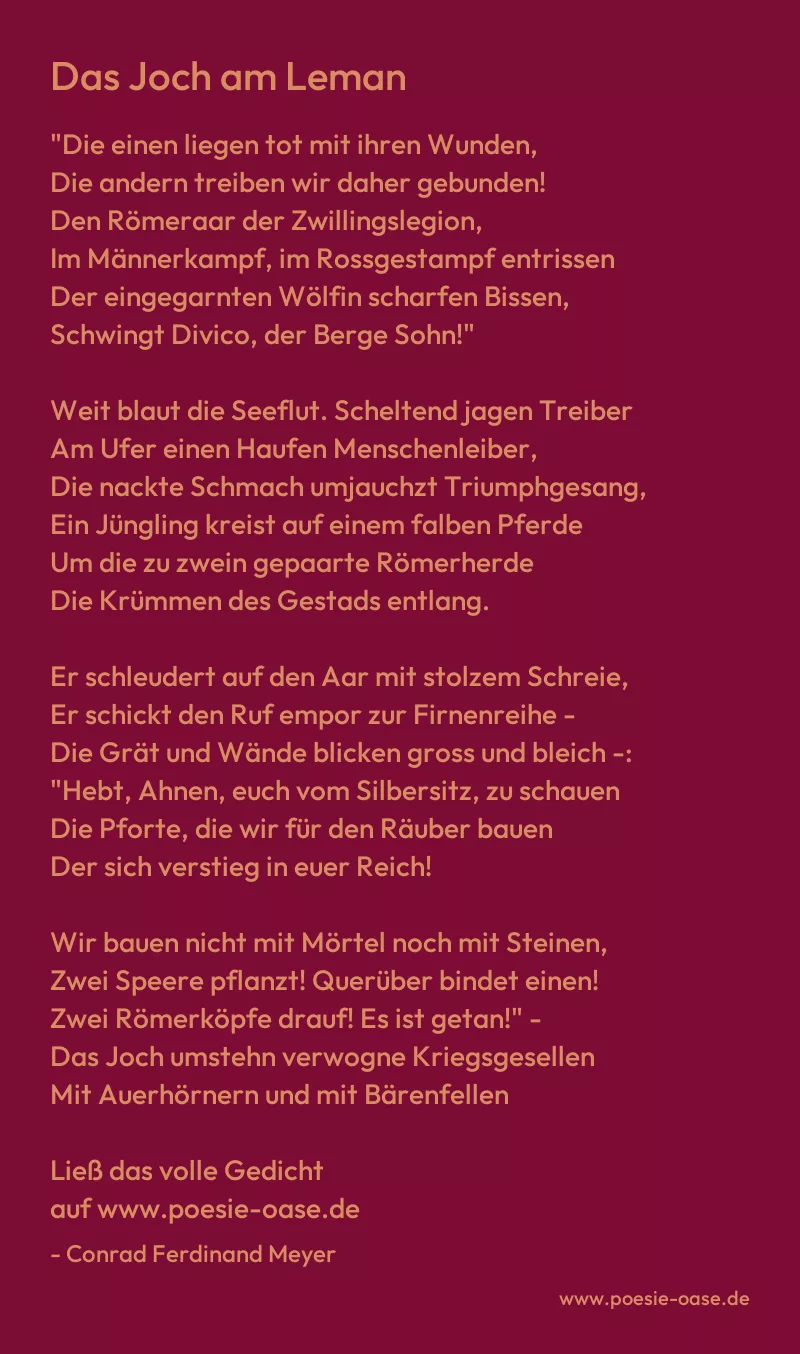 Gedicht: Das Joch am Leman von Conrad Ferdinand Meyer