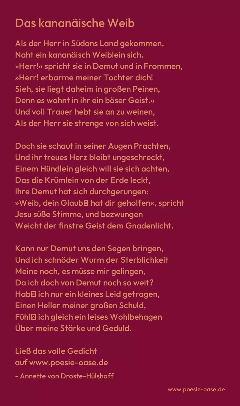 Gedicht: Das kananäische Weib von Annette von Droste-Hülshoff