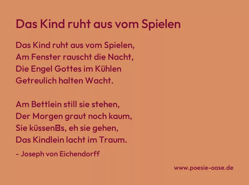 Gedicht: Das Kind ruht aus vom Spielen von Joseph von Eichendorff