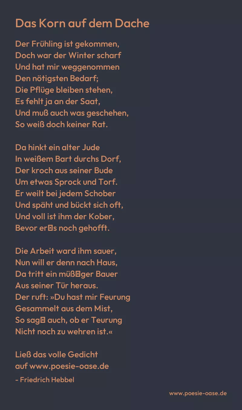 Gedicht: Das Korn auf dem Dache von Friedrich Hebbel