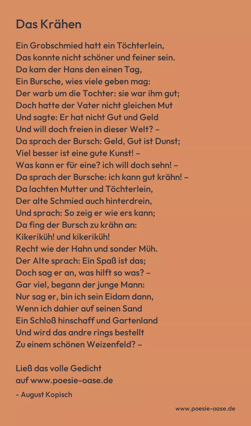 Gedicht: Das Krähen von August Kopisch
