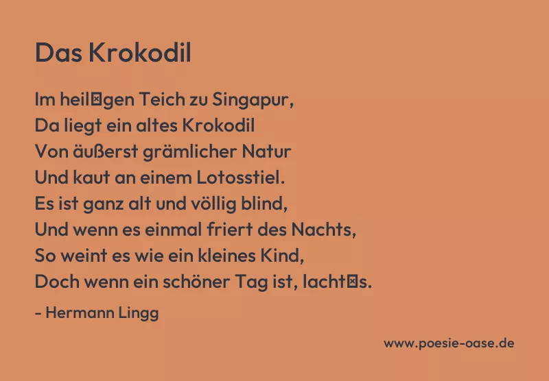 Gedicht: Das Krokodil von Hermann Lingg