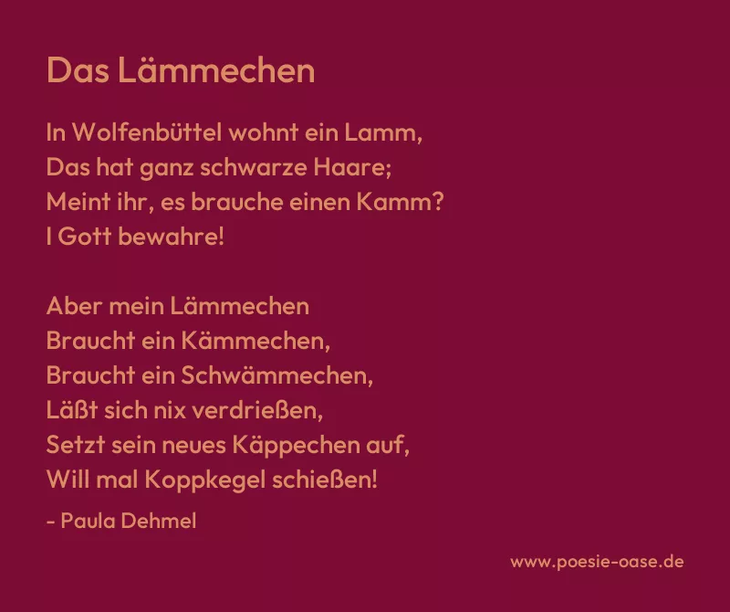 Gedicht: Das Lämmechen von Paula Dehmel