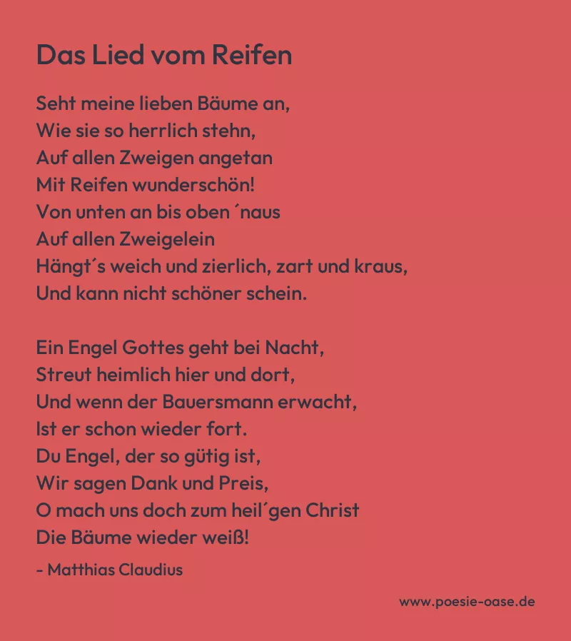 Gedicht: Das Lied vom Reifen von Matthias Claudius