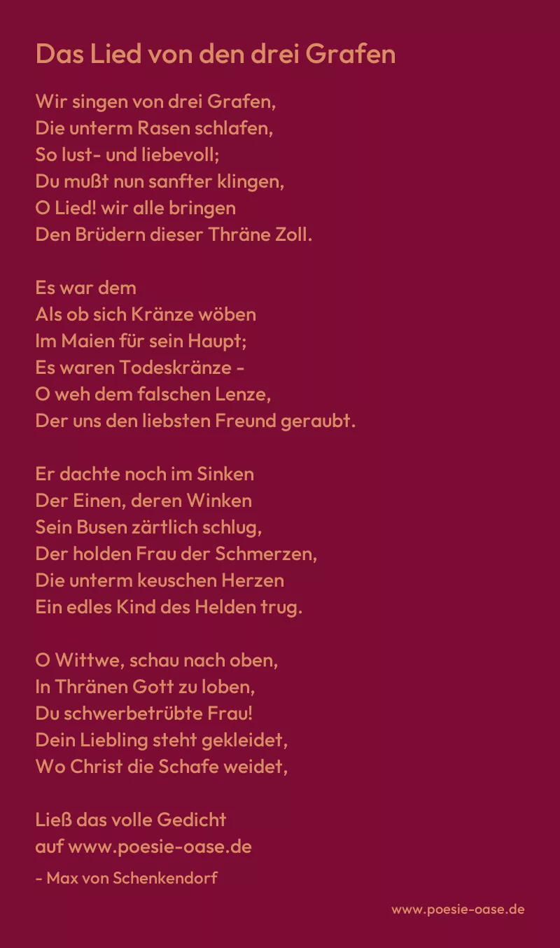 Gedicht: Das Lied von den drei Grafen von Max von Schenkendorf
