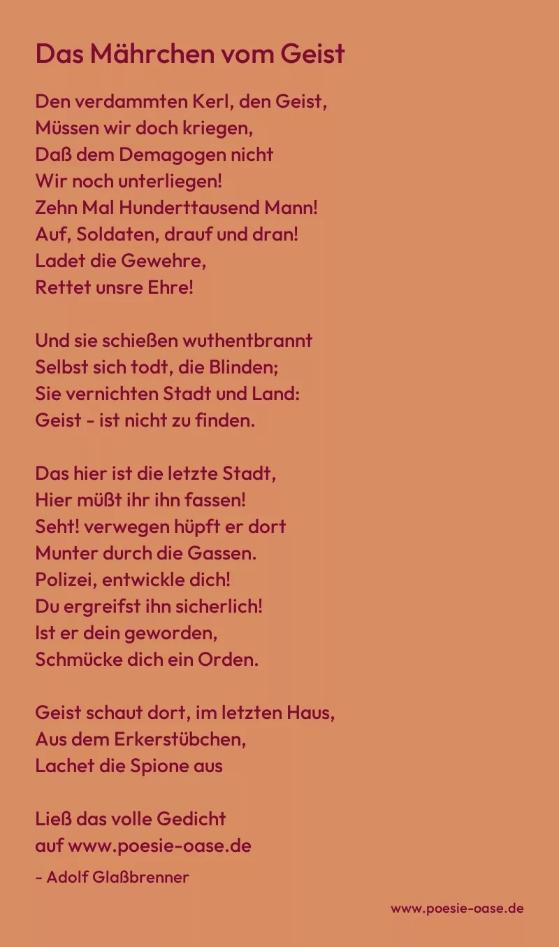 Gedicht: Das Mährchen vom Geist von Adolf Glaßbrenner