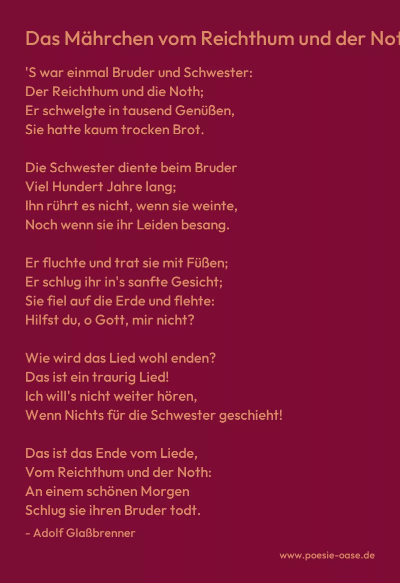 Gedicht: Das Mährchen vom Reichthum und der Noth von Adolf Glaßbrenner