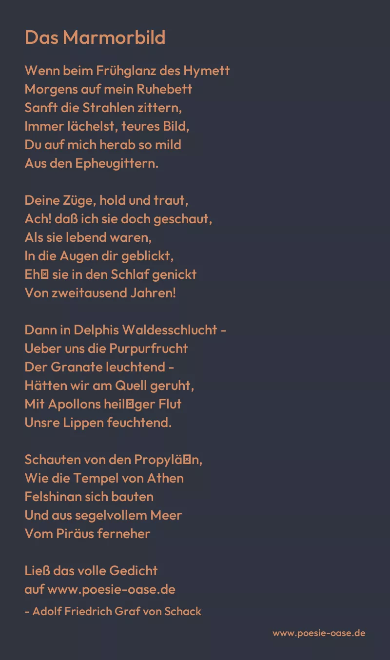 Gedicht: Das Marmorbild von Adolf Friedrich Graf von Schack