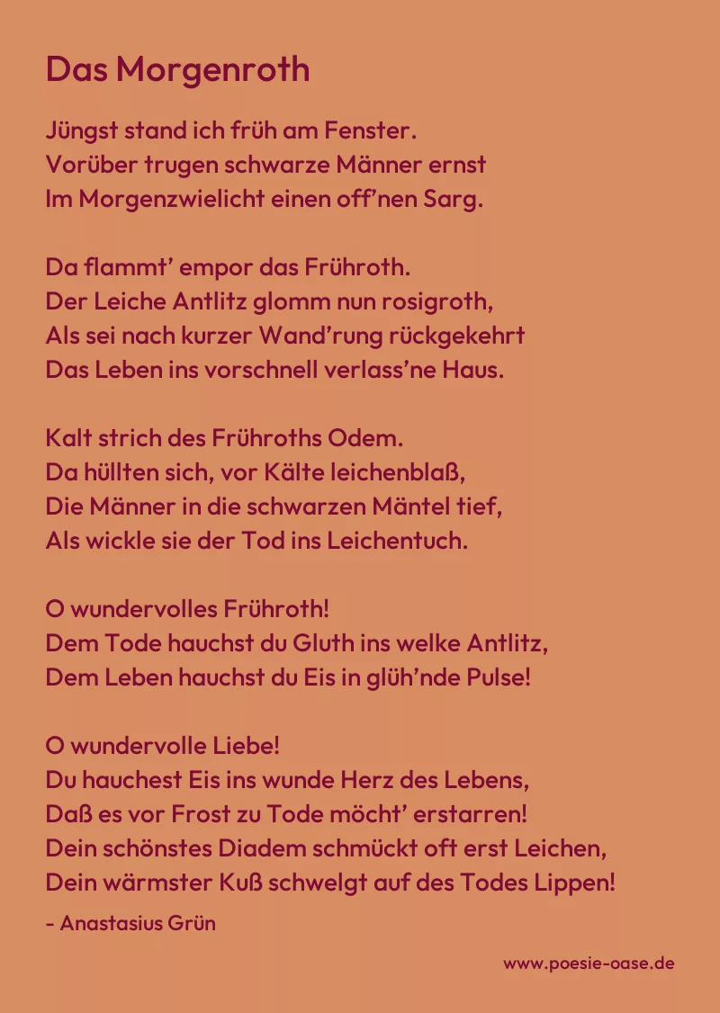 Gedicht: Das Morgenroth von Anastasius Grün