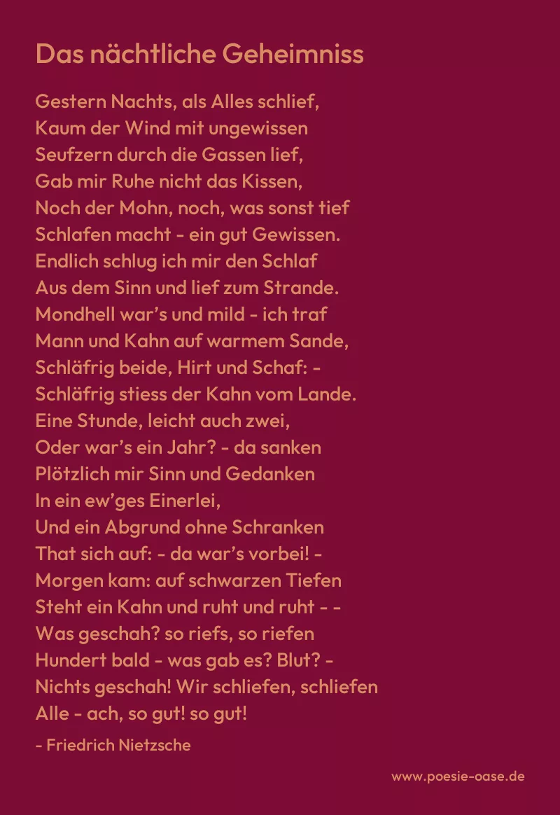 Gedicht: Das nächtliche Geheimniss von Friedrich Nietzsche