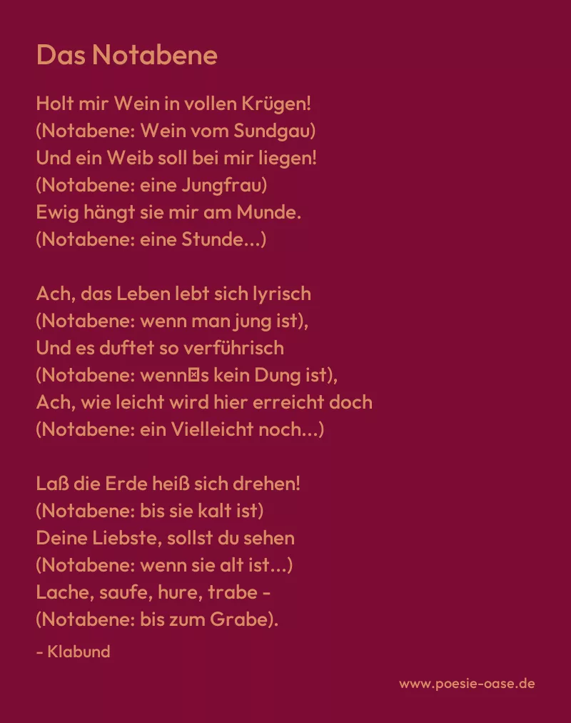 Gedicht: Das Notabene von Klabund