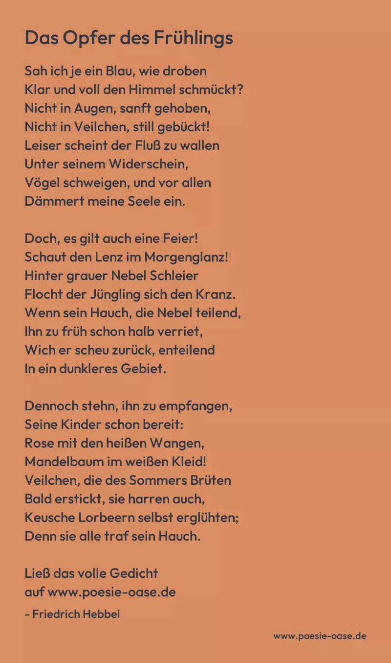 Gedicht: Das Opfer des Frühlings von Friedrich Hebbel