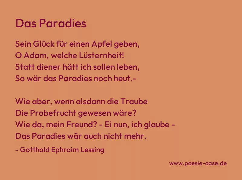 Gedicht: Das Paradies von Gotthold Ephraim Lessing