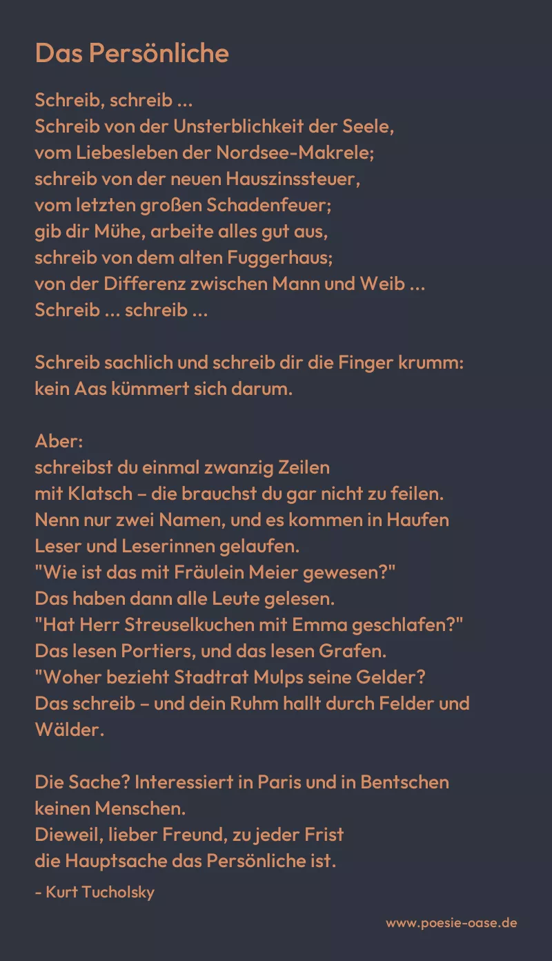 Gedicht: Das Persönliche von Kurt Tucholsky