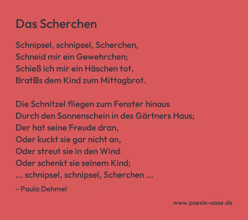 Gedicht: Das Scherchen von Paula Dehmel