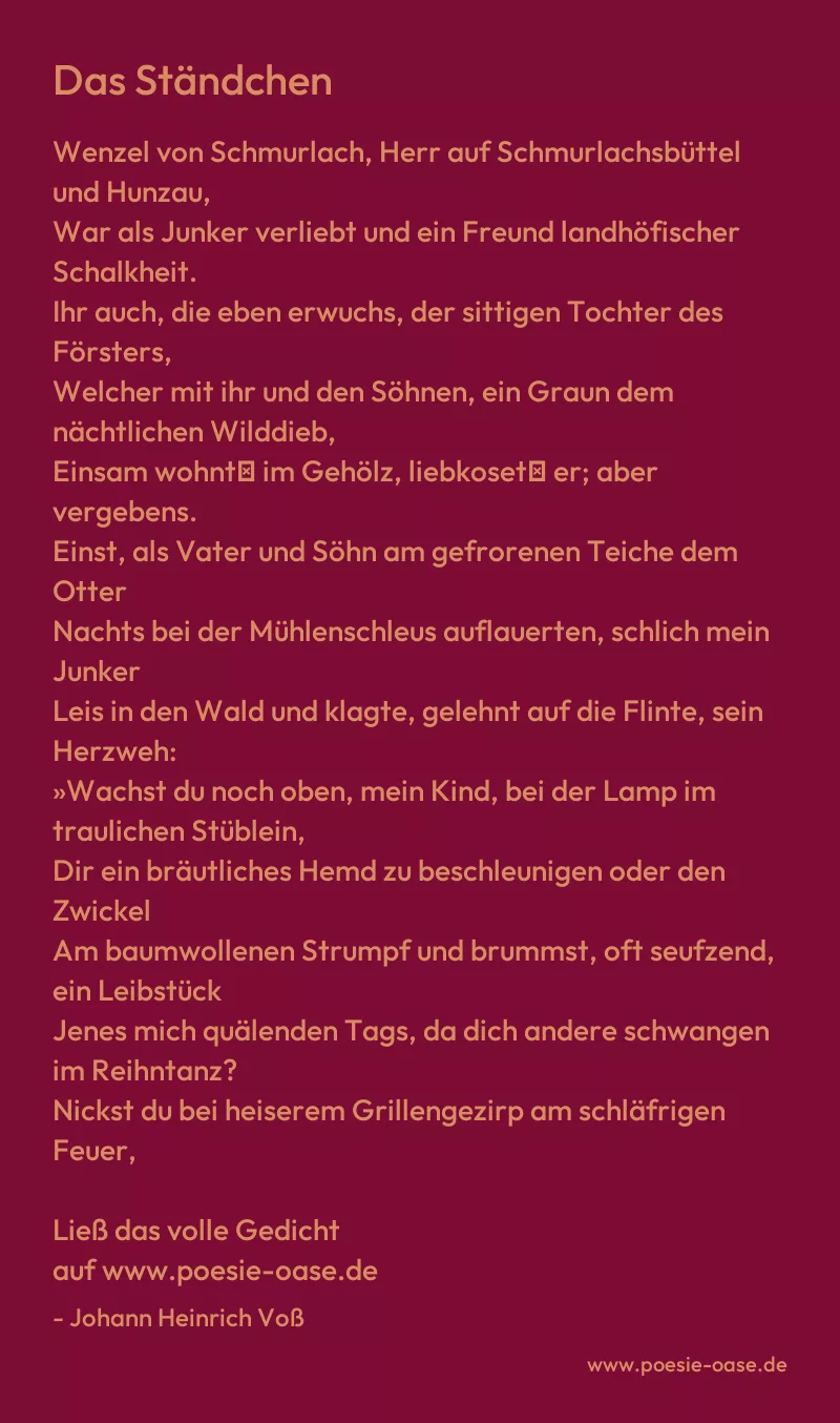 Gedicht: Das Ständchen von Johann Heinrich Voß