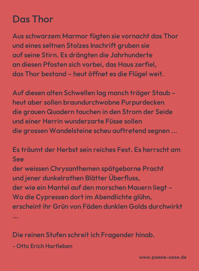 Gedicht: Das Thor von Otto Erich Hartleben