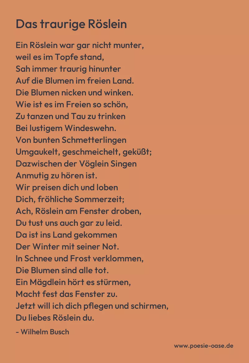 Gedicht: Das traurige Röslein von Wilhelm Busch