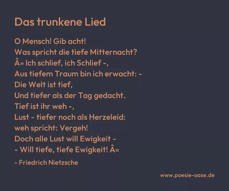 Gedicht: Das trunkene Lied von Friedrich Nietzsche