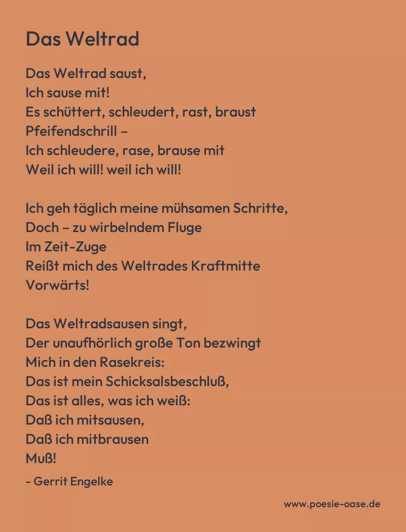 Gedicht: Das Weltrad von Gerrit Engelke
