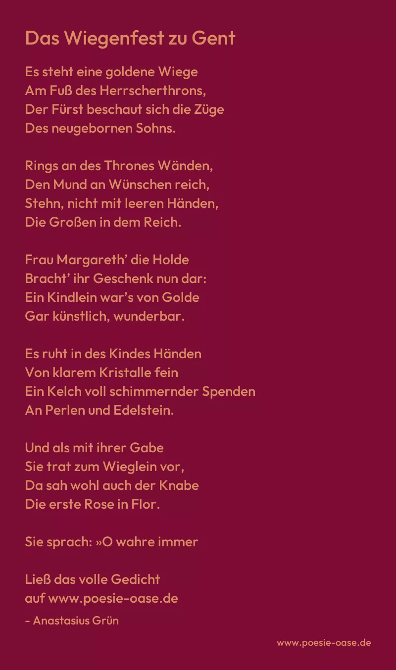 Gedicht: Das Wiegenfest zu Gent von Anastasius Grün