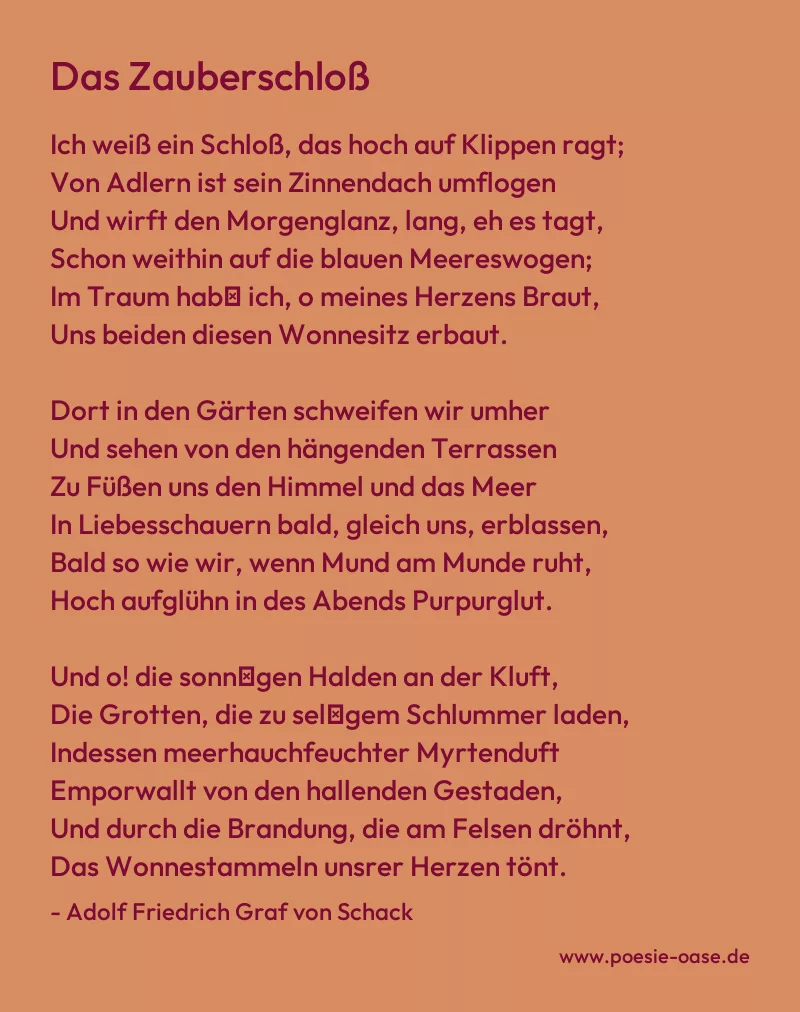 Gedicht: Das Zauberschloß von Adolf Friedrich Graf von Schack