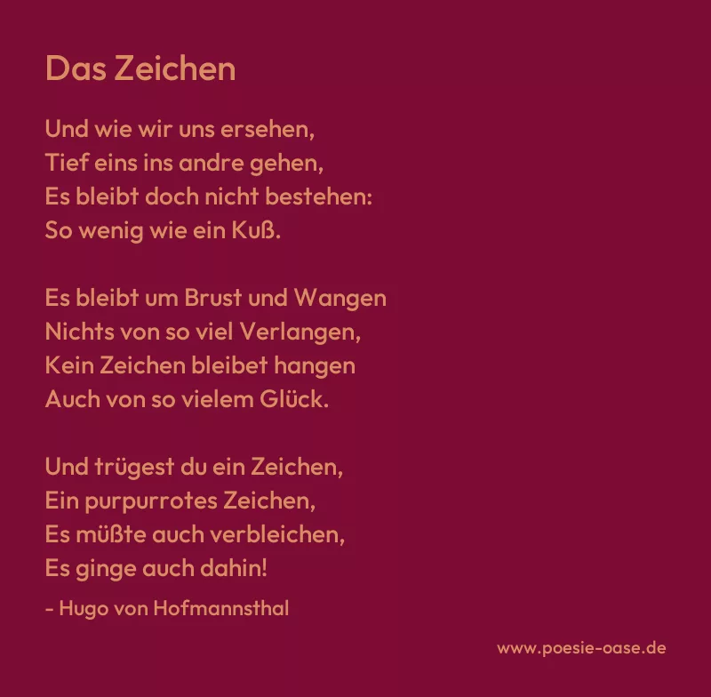 Gedicht: Das Zeichen von Hugo von Hofmannsthal
