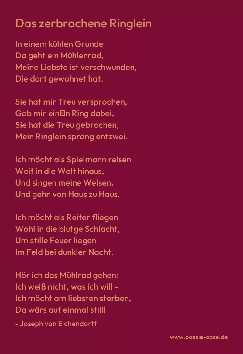 Gedicht: Das zerbrochene Ringlein von Joseph von Eichendorff