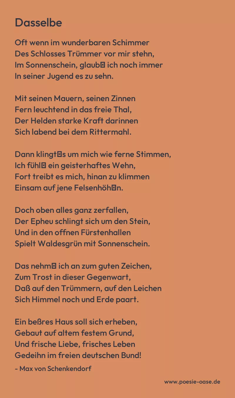 Gedicht: Dasselbe von Max von Schenkendorf