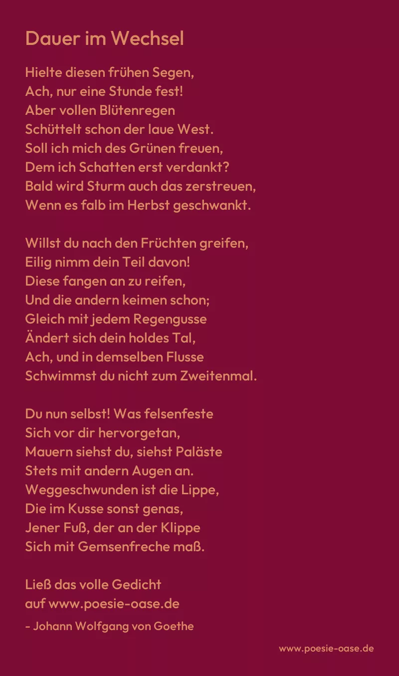 Gedicht: Dauer im Wechsel von Johann Wolfgang von Goethe